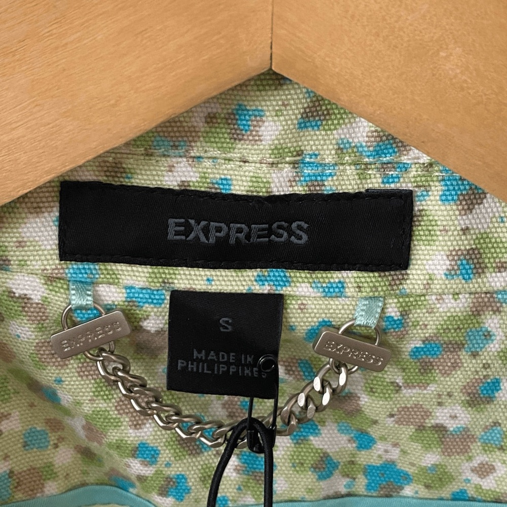 Vintage 90s Express Trench Coat Jacket Size Small Floral Spring New With Tags - Picture 5 of 7